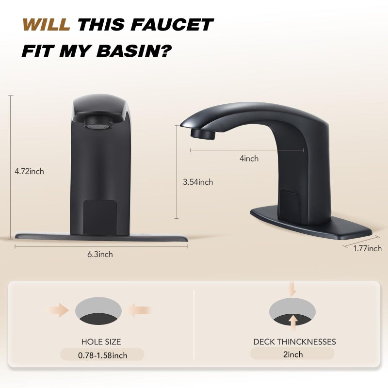 Gangang Automatic Sensor Touchless Bathroom Sink Faucet with Hole Cover Plate and Water Mixer Valve - Image 5